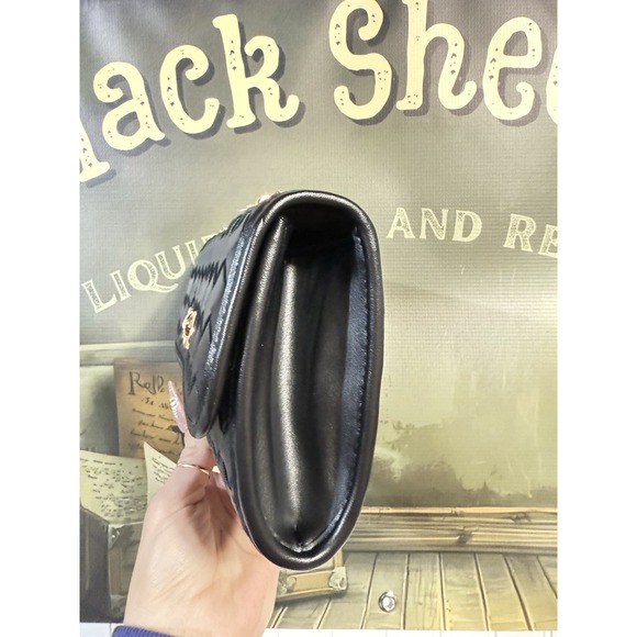 A New Day Woven Clutch Bag in black faux leather with gold-tone hardware - Picture 2 of 5